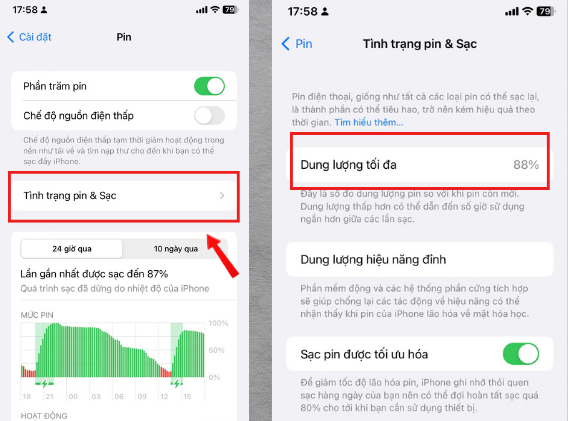 Kiểm tra ngay trên cài đặt của máy